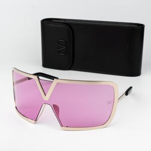 Valentino Women Sunglasses Titanium Gold Black Pink Mask V - ROMASK VLS-120C-146
